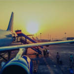 People boarding an aeroplane