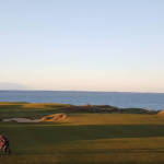 Walking down the 18th fairway on the castle course at St Andrews