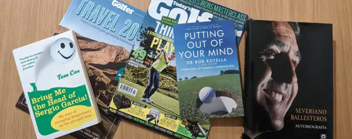 Some of the best books in golf on a table