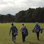 golfers walking down the fairway at Lundin Links