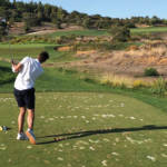 hitting to the 17th green at palamres golf resort