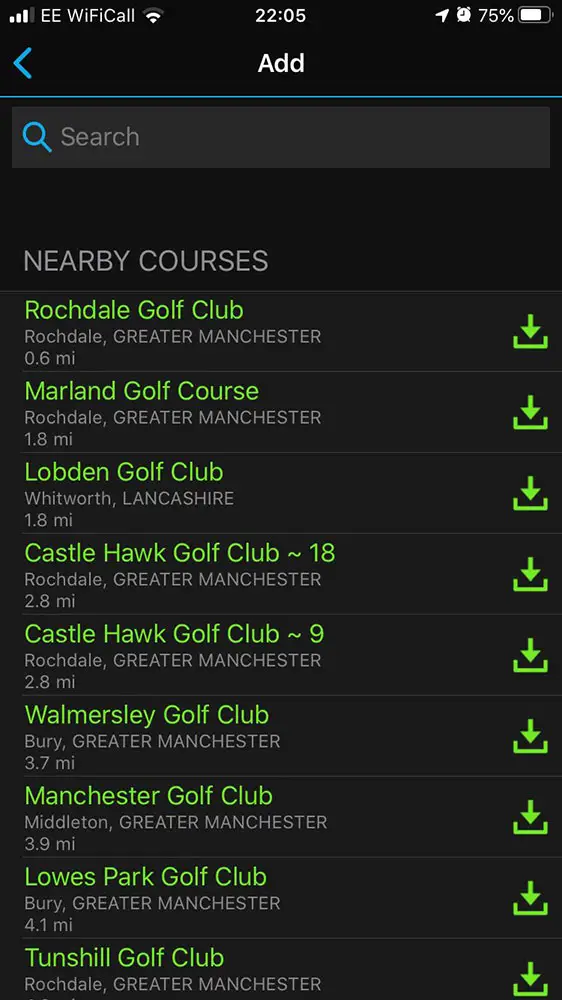 download golf courses through the garmin connect app to sync to watch
