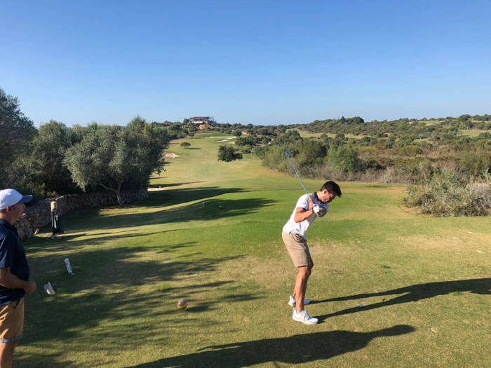 Teeing off at a golf course in Portugal