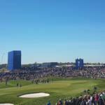 Crowds at the 2018 Ryder Cup in Paris on the 9th hole