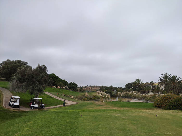 View from the tee on the drivable par 4 at the Boavista resort in Portugal