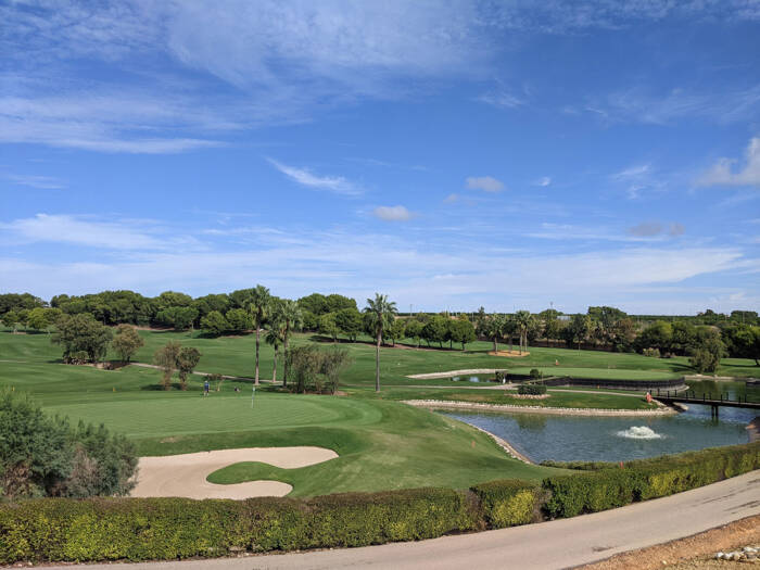 The 9th green and 18th hole at Lo Romero Golf Club in Alicante